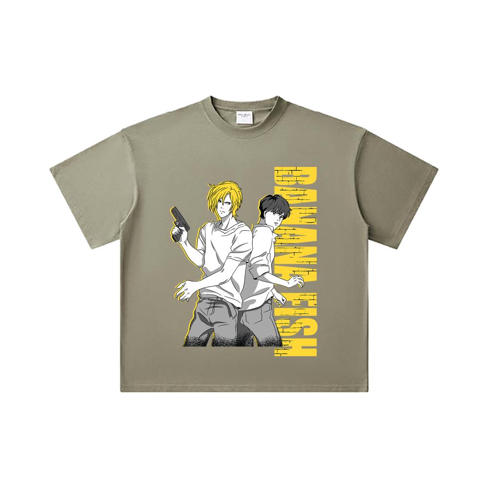 260 GSM Double Yarn 32 Count 100% Cotton Banana Fish V1 Print Unisex Heavy Cotton T Shirt… More