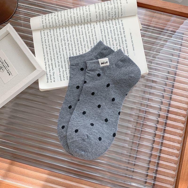 Polka Dot Nice Standard Versatile Trendy Short Boat Socks Casual Simple Socks Thin Cotton