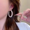 Women Luxury Pearl Wrapped Large Circle Earrings Exquisite Chain Embellish High Temperament Versatile Fashion Hoops Gift