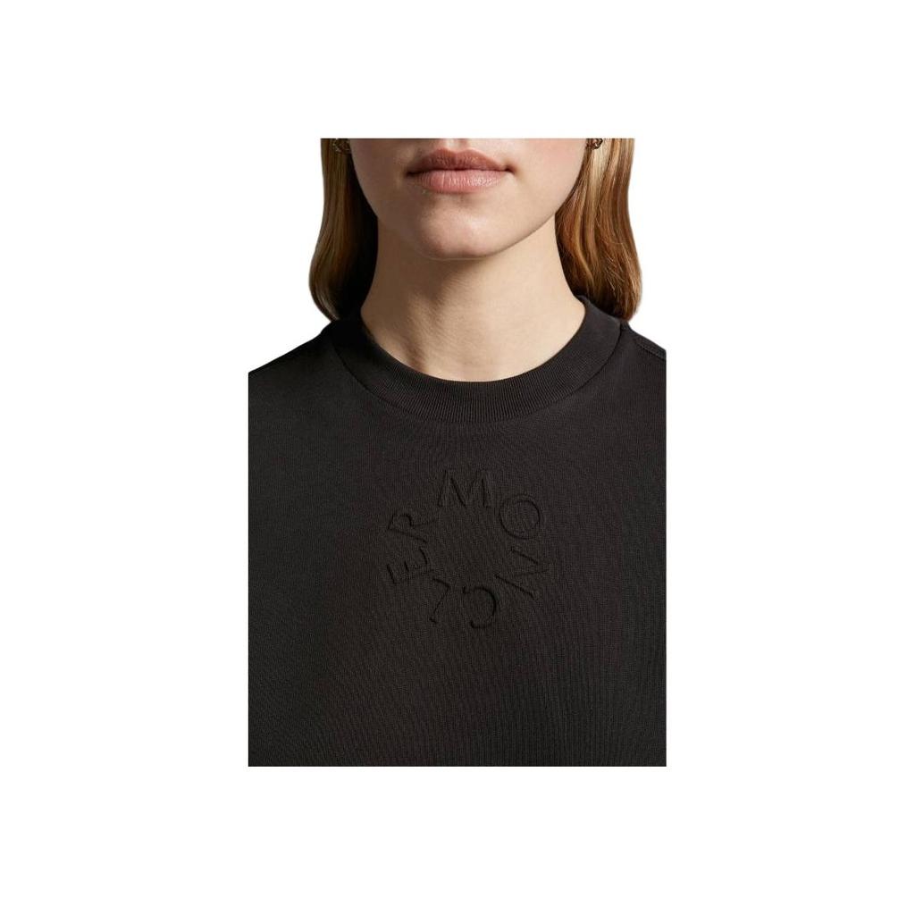 Moncler Embossed Logo T-Shirt Round Neck Short Sleeve Women Tops Black J1-093-8C00002-89A17-999