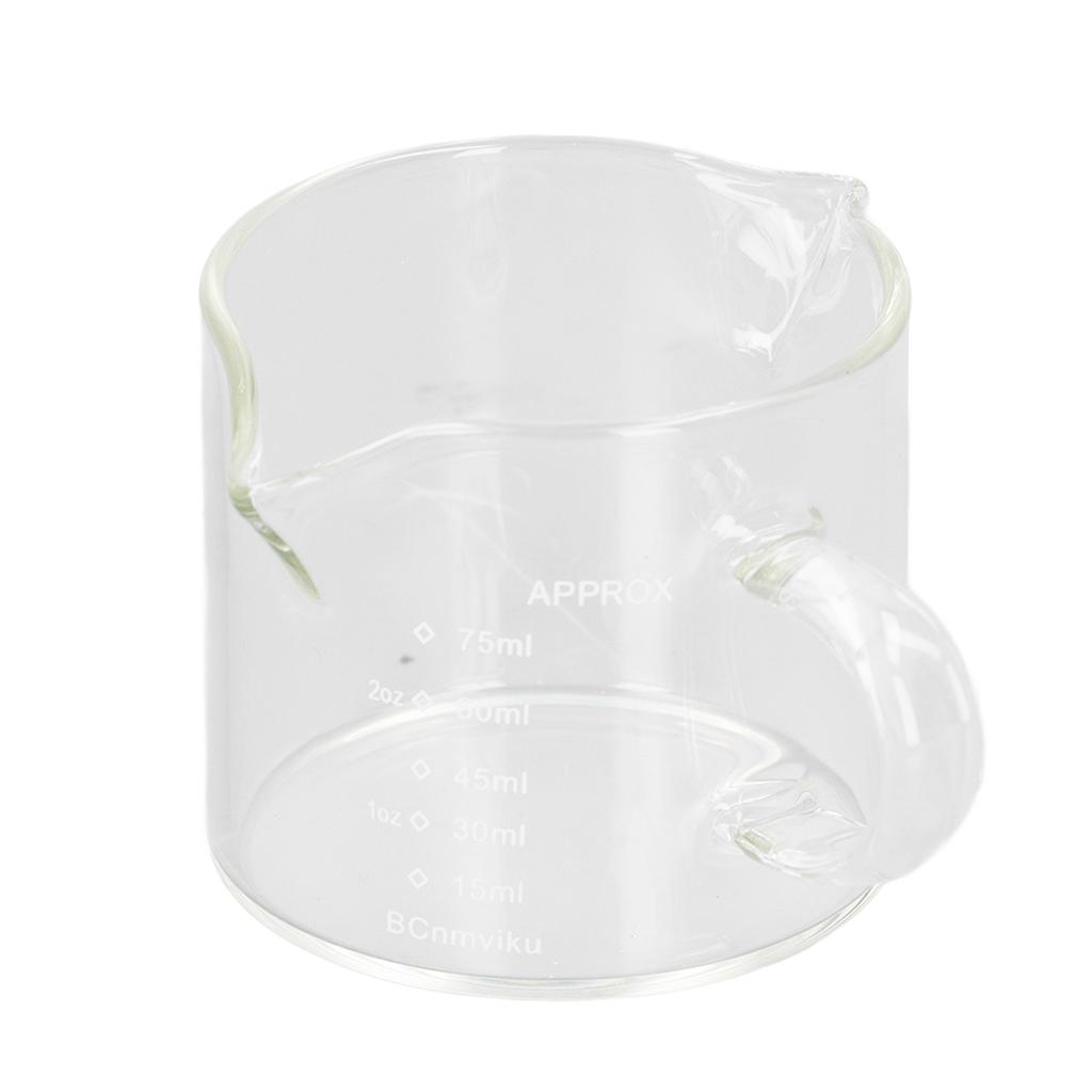 75ml Coffee Measuring Cup, Borosilicate Glass with Double Spouts and Heat , for Kitchen Restaurant and Coffee Shop Use