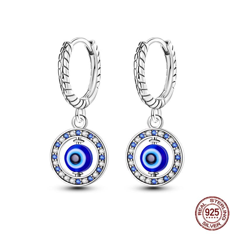 Boucles d'oreilles en argent sterling 925 pour femmes, pendentifs colorés en forme d'étoile, de papillon et d'œil du diable, bijoux de fête élégants