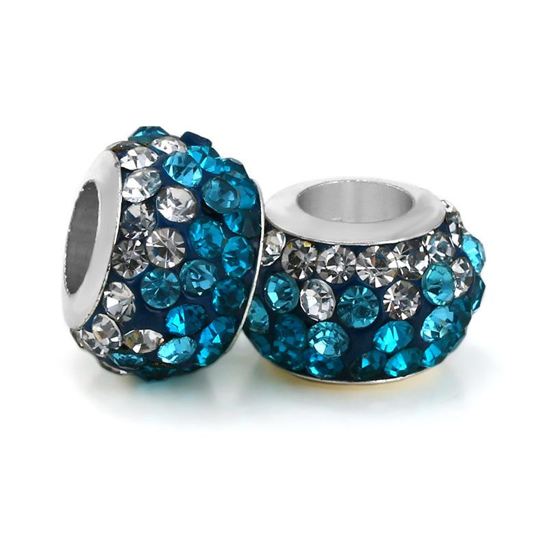 Silver Plated Macroporous Resin Glass Beads for Charms Bracelet Necklace Keychain Women Girls Jewelry Gifts