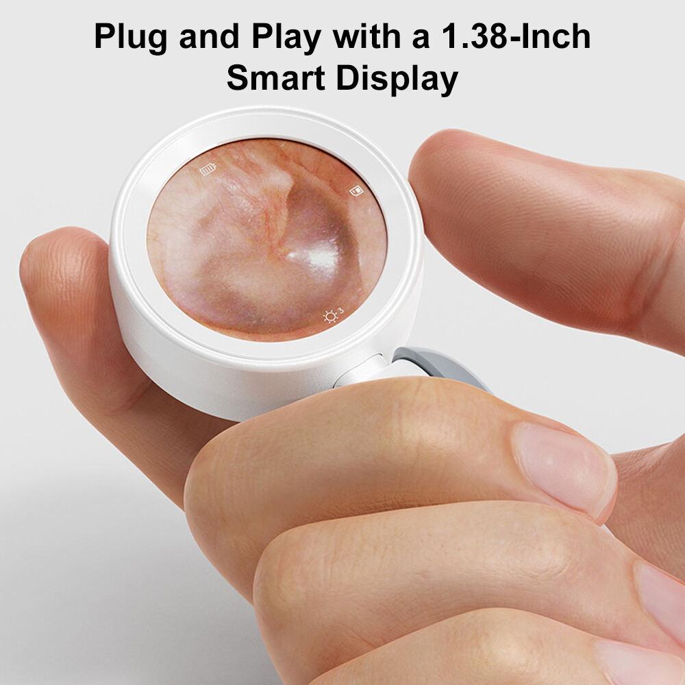 Ear Nose Visual Smart Endoscope Hd Camera Scope 1080P 1.38'' Wireless Portable Otoscope Cleaner with 12 Eartips for Adult Child