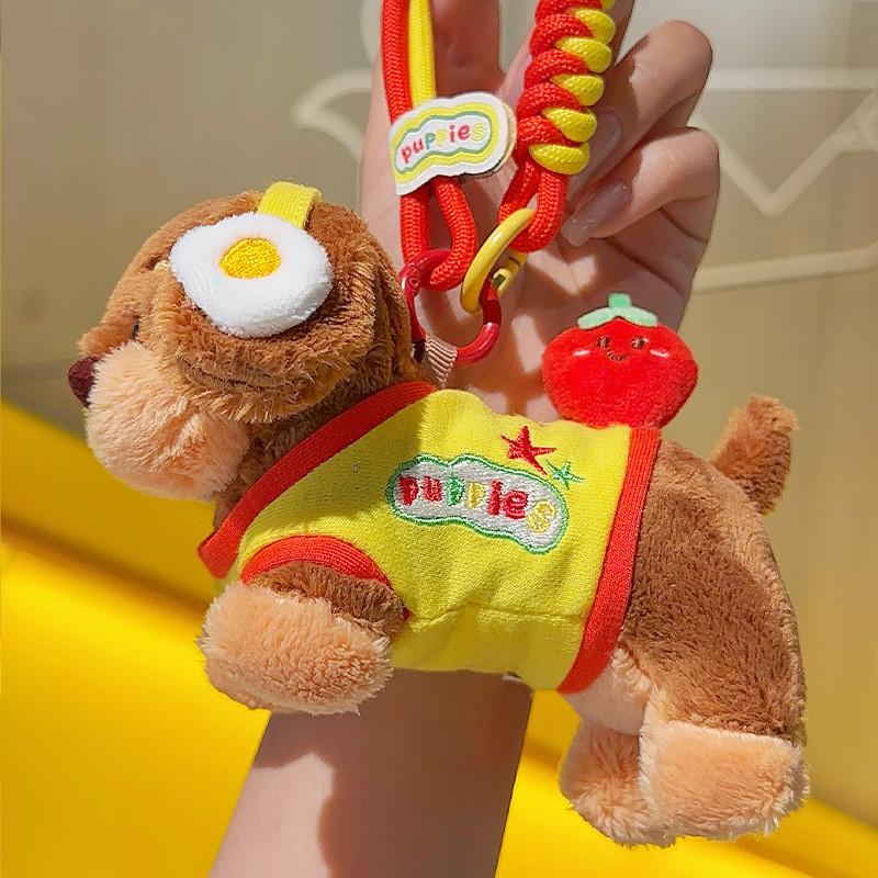 Wear Dachshund Clothes With Headphones Plush Keychain Bag Pendant Kids Gift