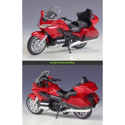 1/18 Scale Honda Gold Wing 2020 Red Diecast Motorcycle Model, Birthday Gift, Kids Toy, Car Collection (Black)