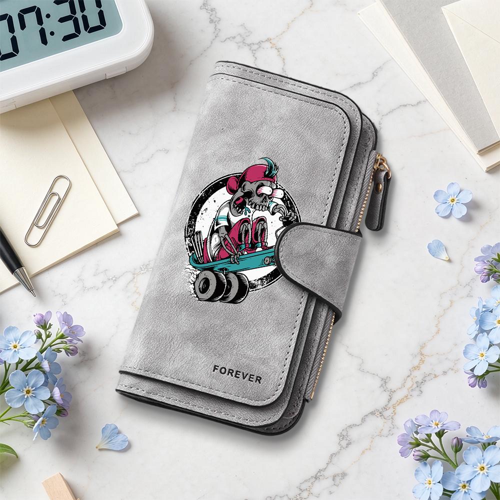 Skull Pattern Long Wallet Multi Card Holder Fashion Portable Purse