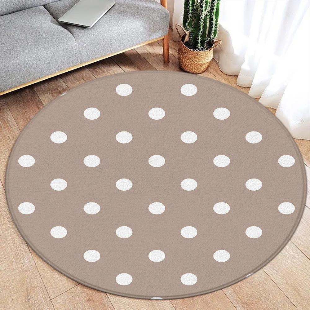 White Dot Black Round Carpet Modern Geometric Minimalist Rug Home Living Room Bedroom Decorative Flannel Mats Floor Rugs