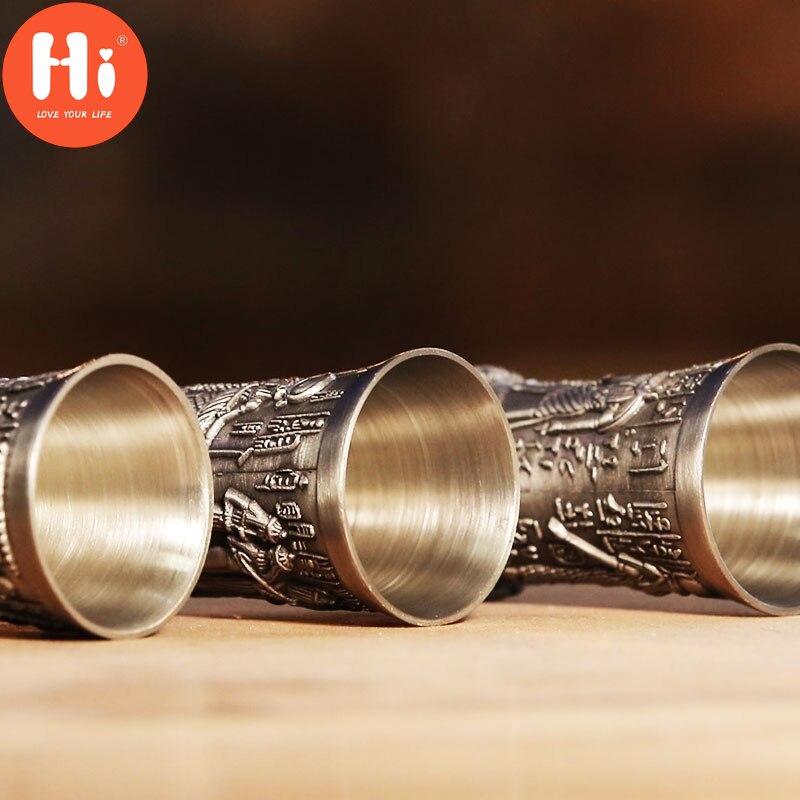 Hi Metal Egyptské sklenice na víno Slitina zinku Koktejlový panák Hrnek na koktejl Starověký Egypt Hrnek na víno Bar Nádobí Craft