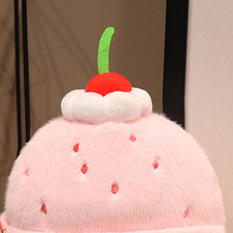 Stylish Strawberry Ice Cream Plush Backpack Colorful Strawberry Cake Plush Toy Creative Fruit Ice Cream Stuffed Handbag