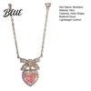 Women Heart Necklace Sparkling Rhinestones Bow Design Romantic Gift Pendant