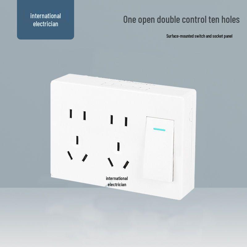 Ultra-Thin One-Way Multi-Control Electrical Surface Switch & Socket Panel with Box
