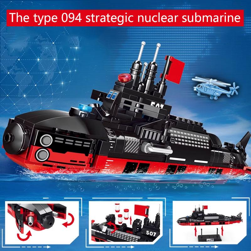 482PCS Type 094 Strategic Nuclear Submarine Brick Playset, Puzzle DIY Assembly Toys Playsetss, Boys Girls' Army Series Handmade DIY, Gift Presents