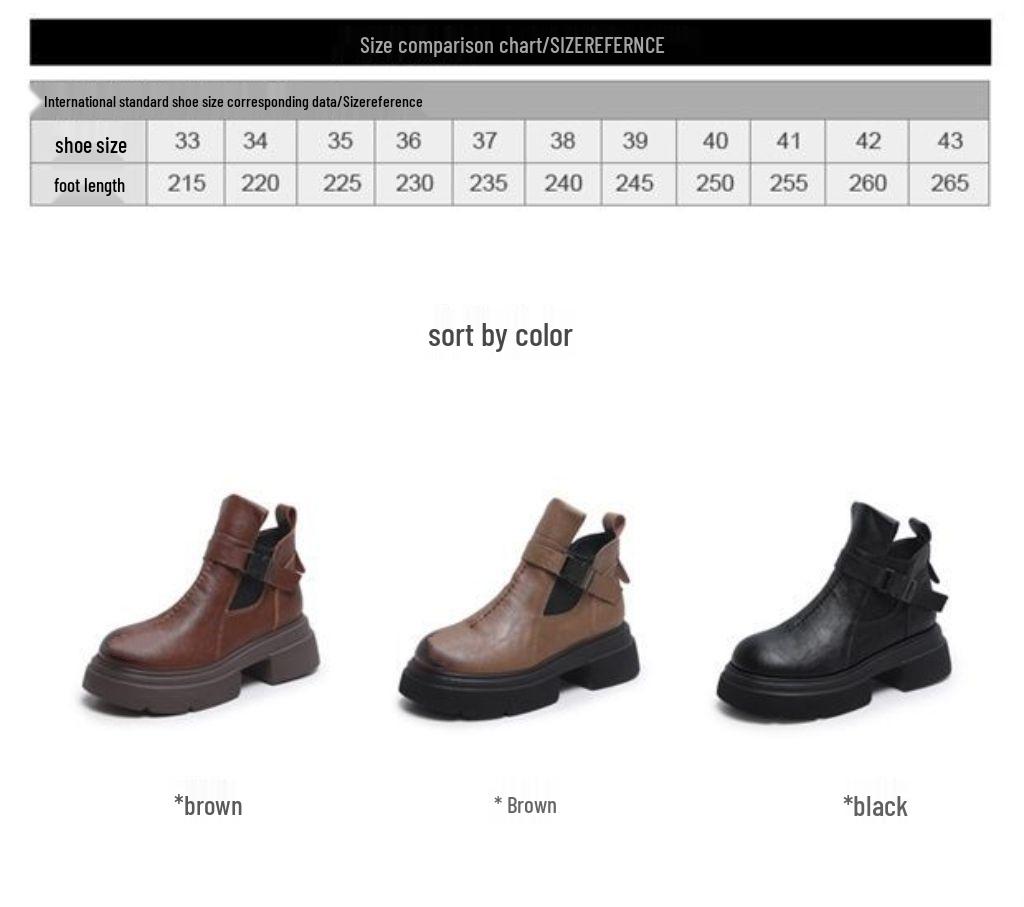 Dámské 2025 Britské Chelsea boty na silné podrážce - Podzim/Zima Retro Kulatá špička Kotníkové boty