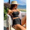 Sexy Bikini Women White Black Hollow Out Push Up Padded Two Piece Swimsuit Summer Bathing Suit Lace Up High Waist Swimwear