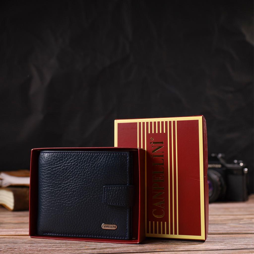 Practical Men's Wallet Made of Genuine Grained Leather CANPELLINI 21879 Blue