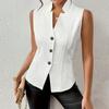 Women Solid Color Commuting Fashion Button Vest Top
