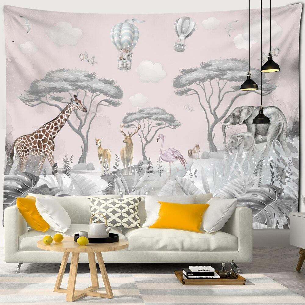 26-1 Tapestry Wall Hanging Retro Cartoon Map Psychedelic Boho Kids Room Background Room Decoration