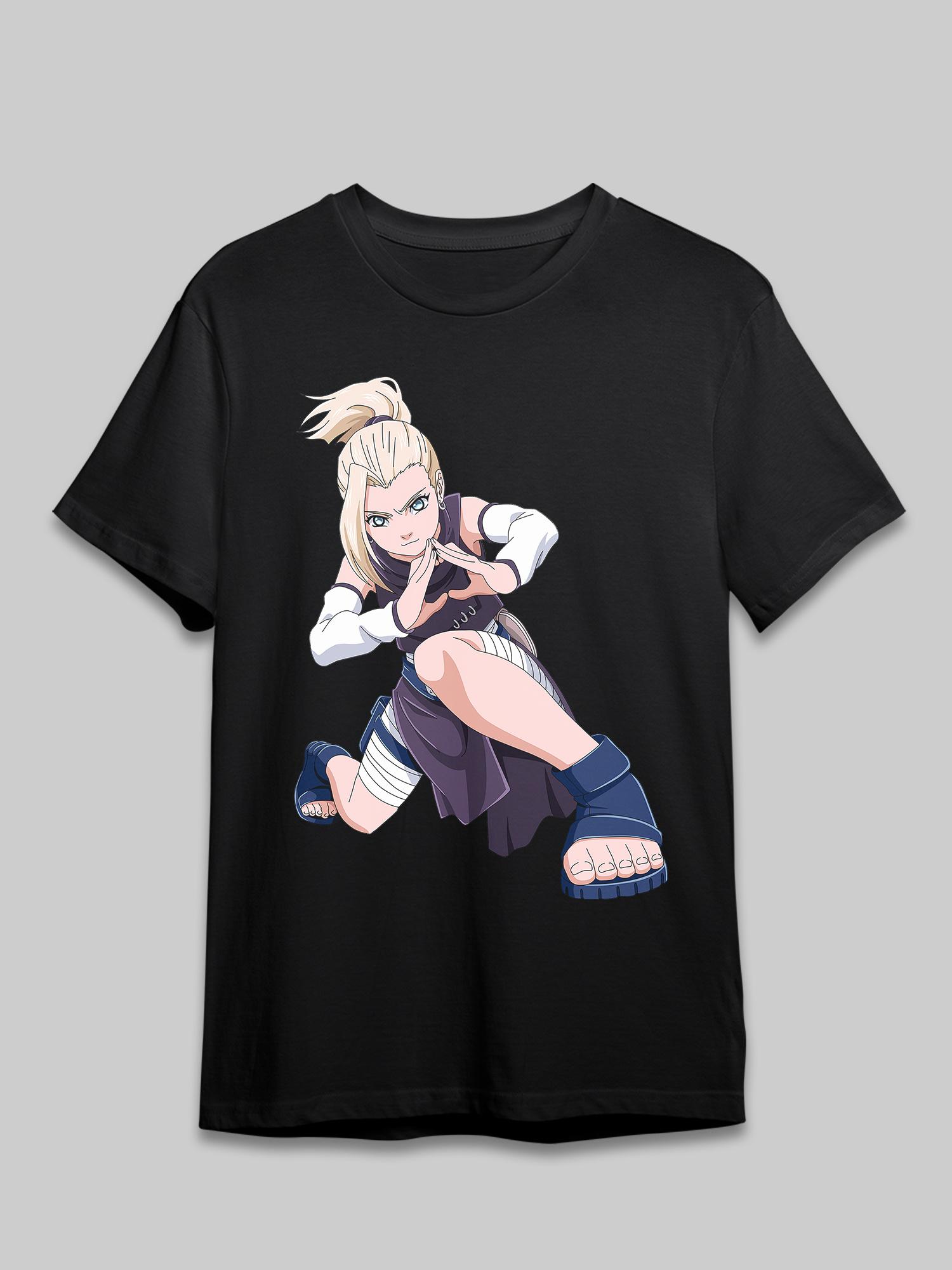 Ino Yamanaka TShirt Men Summer Naruto Shippuden Anime Ninja Jutsu Graphic Short Sleeve Oversized Streetwear Female Fan Tee S