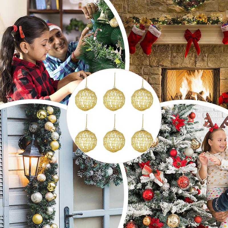 Glitter Christmas Ball Ornaments Hangable Christmas Tree Decorations Kids Toy Balls Home New Year Party Decor Supply