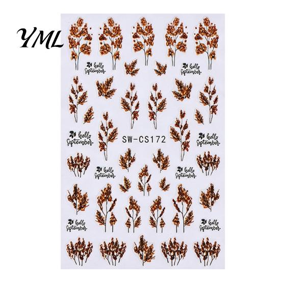 Leaf Pattern Nail Art Autumn Stickers, Waterproof Fall Maple Leaves Manicure Decorations Decals, Self-Adhesive Stickers for Women and Girls Decals