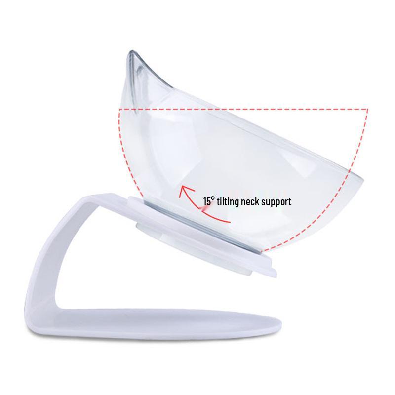 Ergonomic Elevated Pet Bowl with Inclined Transparent Cat Head Design