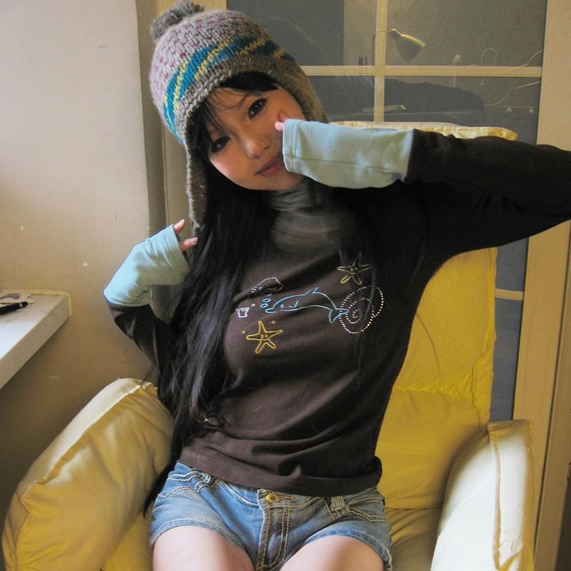 VAYLA Japanese Y2k Turtleneck T-shirt Grunge Aesthetics Patchwork Tops Vintage Diamond Print Long Sleeve Tshirt Harajuku 2000s