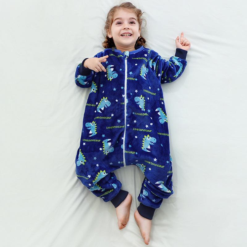 Kids Flannel Onesie Pajamas Cartoon Loungewear Christmas Costume Flannel Sleeping Bag Jumpsuit