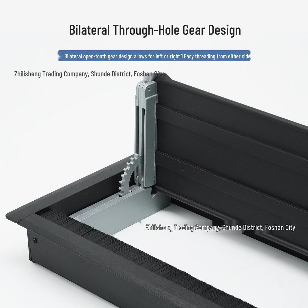 Desk Cable Management Box with Dual-Sided Bristle Wire Cover for Conference and Computer Desks
