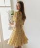 VEM.VER Half Sleeve Chiffon Flare Dress_Yellow
