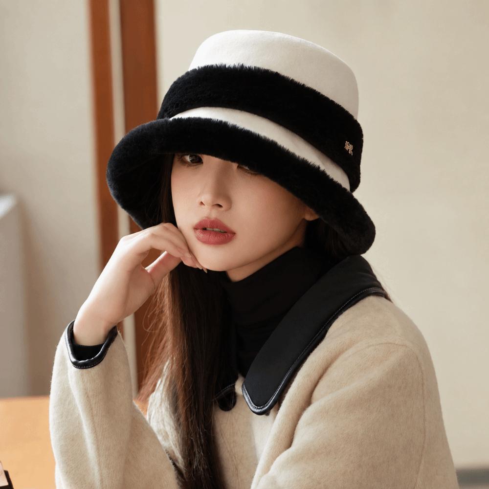 Winter Warm Bucket Hat Thick Fleece Plush Basin Hat Versatile Fisherman Hat for Women