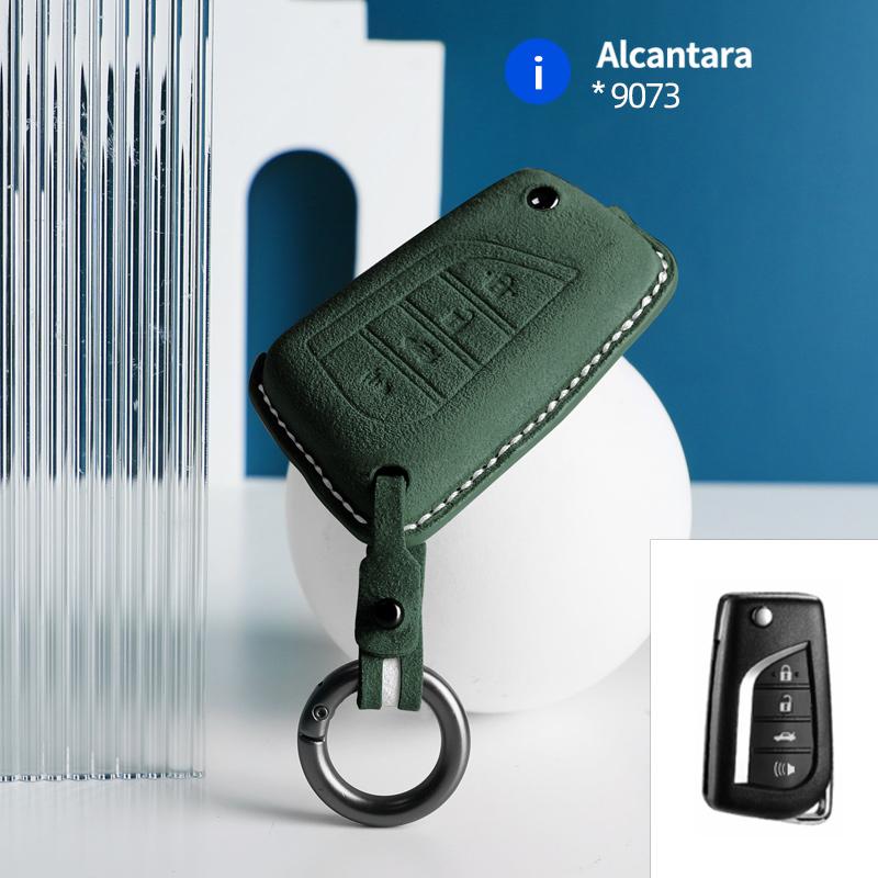 2 4 Button suede car key case cover protect shell Skin F For Toyota Corolla RAV4 C-HR Yaris Aygo Avensis Scion Vitz Flip Key