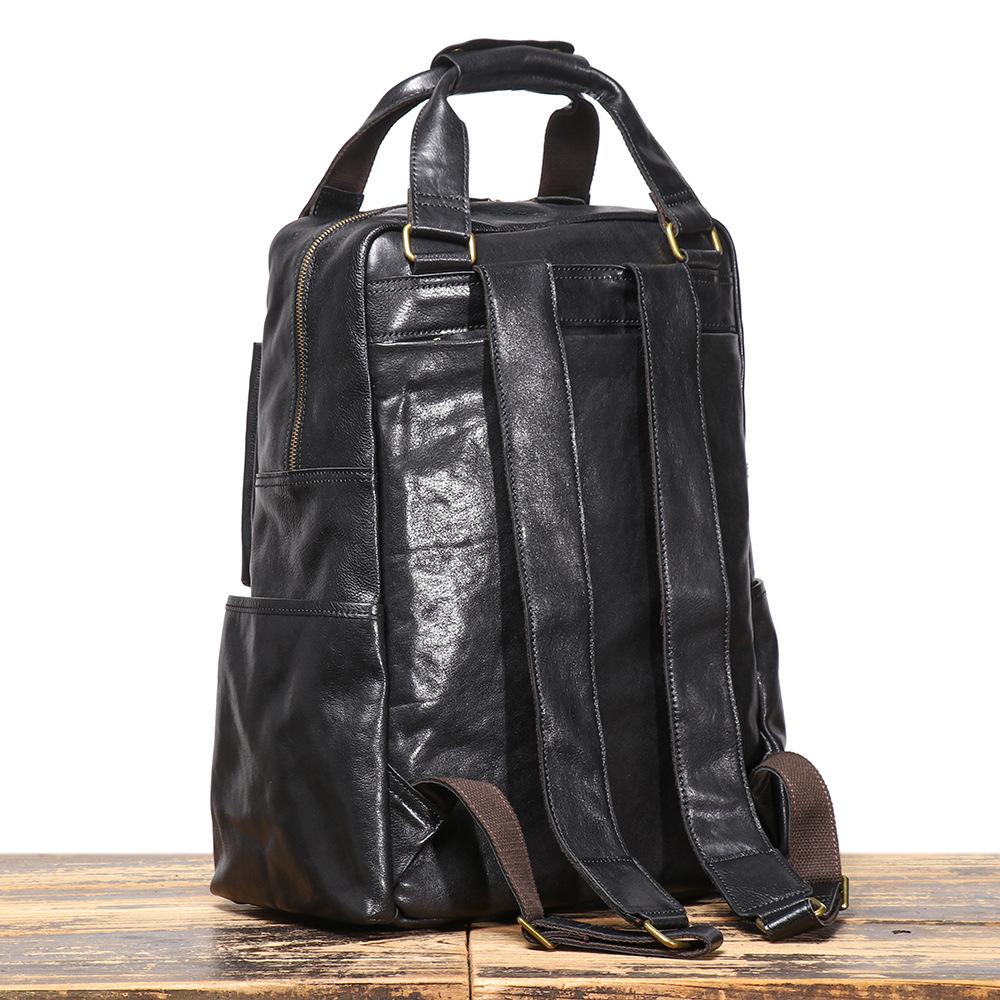 Herren Leder Multifunktionsrucksack Rindsleder Outdoor Reise Bergsteigen Großer Rücken 16 Zoll Computertasche