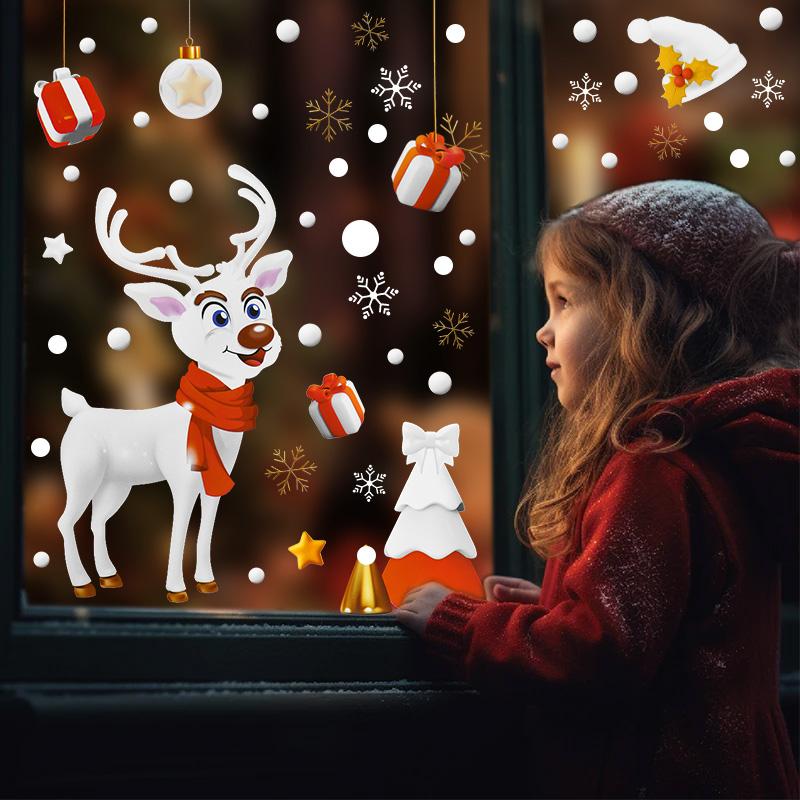 

Рождественская наклейка на окно Дед Мороз Снеговик Набор наклеек на стекло Рождественское украшение для дома Детская комната Наклейка на стену Новый год 2025
