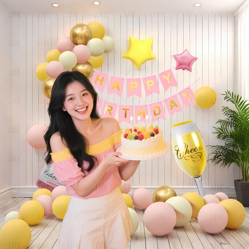 Happy Birthday Party Boys And Girls Scene Arrangement Supplies Background Wall Balloon 18 Year Old Adult 10 Year Old Gift Decoration