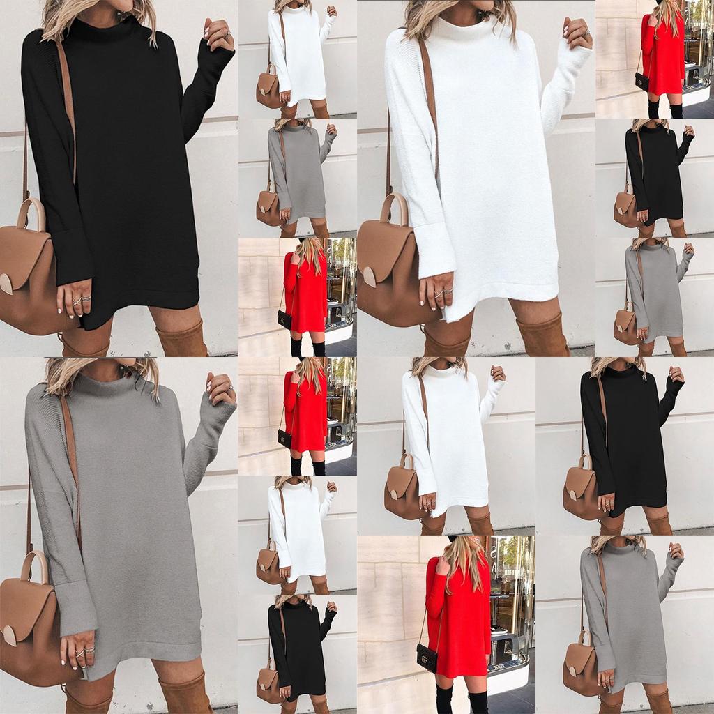 Ultra-soft Women Warm Knitted Long Sleeve Dress Perfect For Autumn And Winter