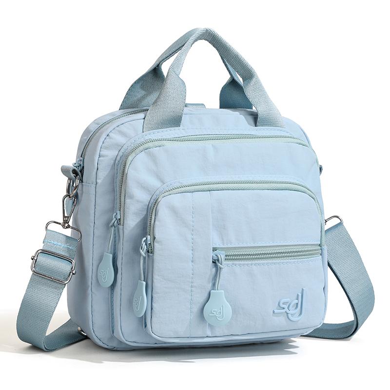 Mini Zaino in Nylon da Donna, Borsa a Tracolla Leggera con Tasche Multiple