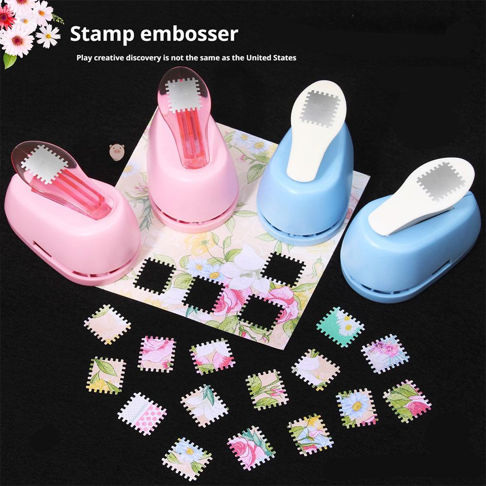 New 2x1.8cm Stamp shape Craft Punch Embossing Machine Round Hole Punch Toothed Puncher Embosser
