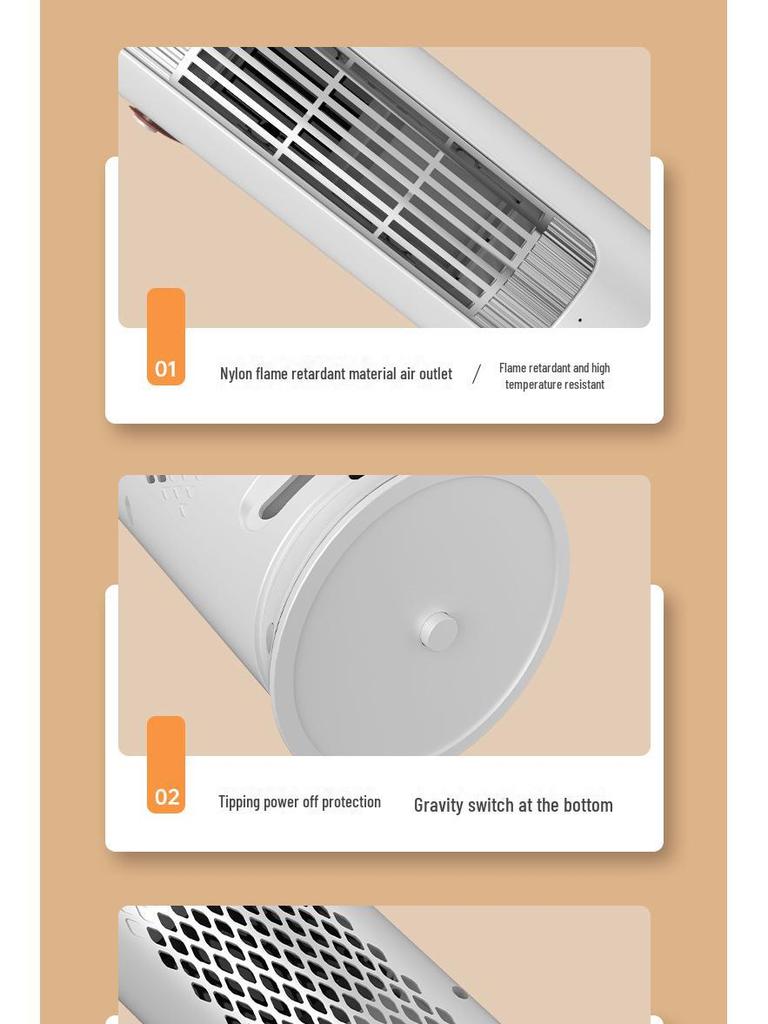 Energy-Efficient Mini Desktop Heater - Fast Heating, Anti-Dump, Ideal for Home & Office Use.