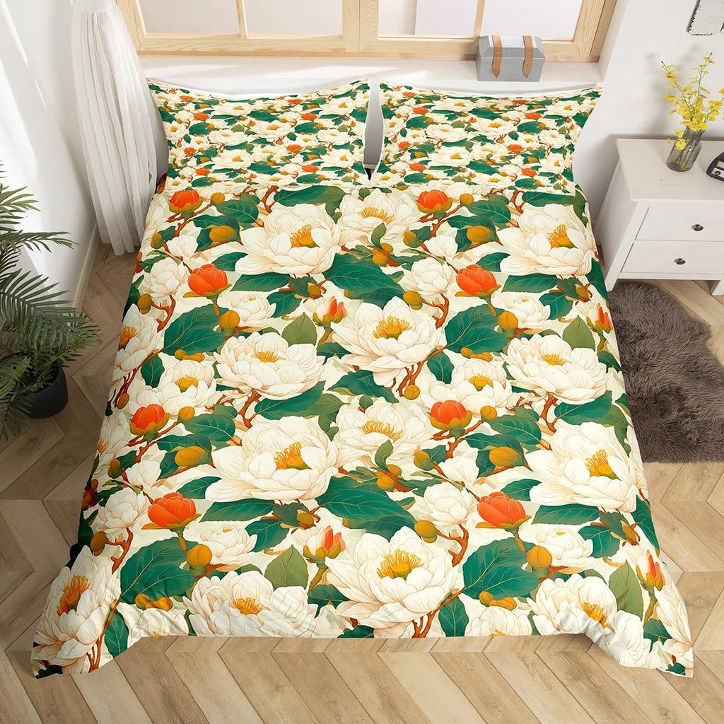 Botanical Lily Duvet Cover Twin Full Queen King Chic Floral Comforter Cover Boho Flower Bedding Set Watercolor Petals Bed Set
