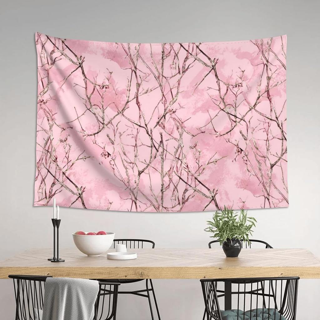 Wall Hanging for Living Room Pink Leaves Camo Tapestrys Home Decor Soft Aesthetic Tapestries Hanging Decor Blanket Wall Tapestry