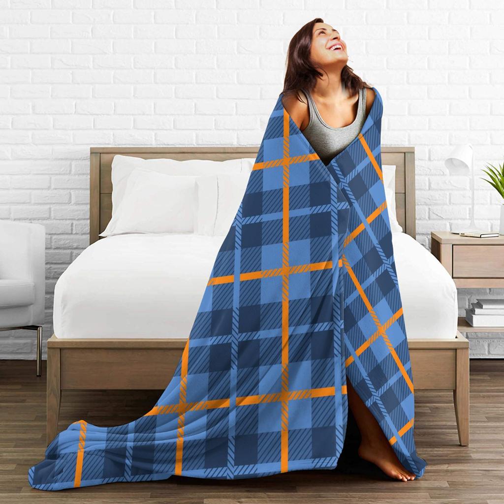 Yellow Tartan Blankets Warm Soft Print Plush Bedding Throws For Child Home Decor Flannel Bedspread Bed Cover