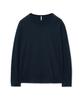 West Grand Boulevard Semi-Over Silket Cotton U-Neck Long Sleeve Deep Navy