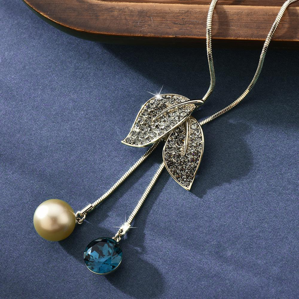 Simple and Versatile Long Leaf Tassel Pendant Fashionable Pendant Necklace 60CM(Necklace Long)