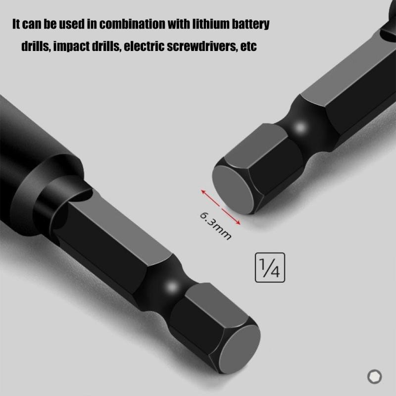 8mm 5/16" Hexagonal Shank Magnetic Power Nut Driver Set Impact Socket Adapters Bit Extension
