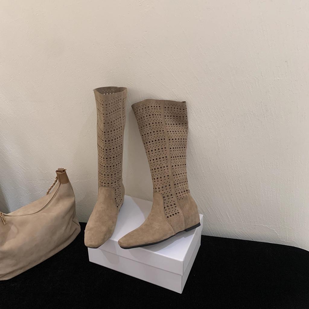 Maillard boots pointed boots high boots women's 2025 autumn new brown suede hollow boots shoes long boots