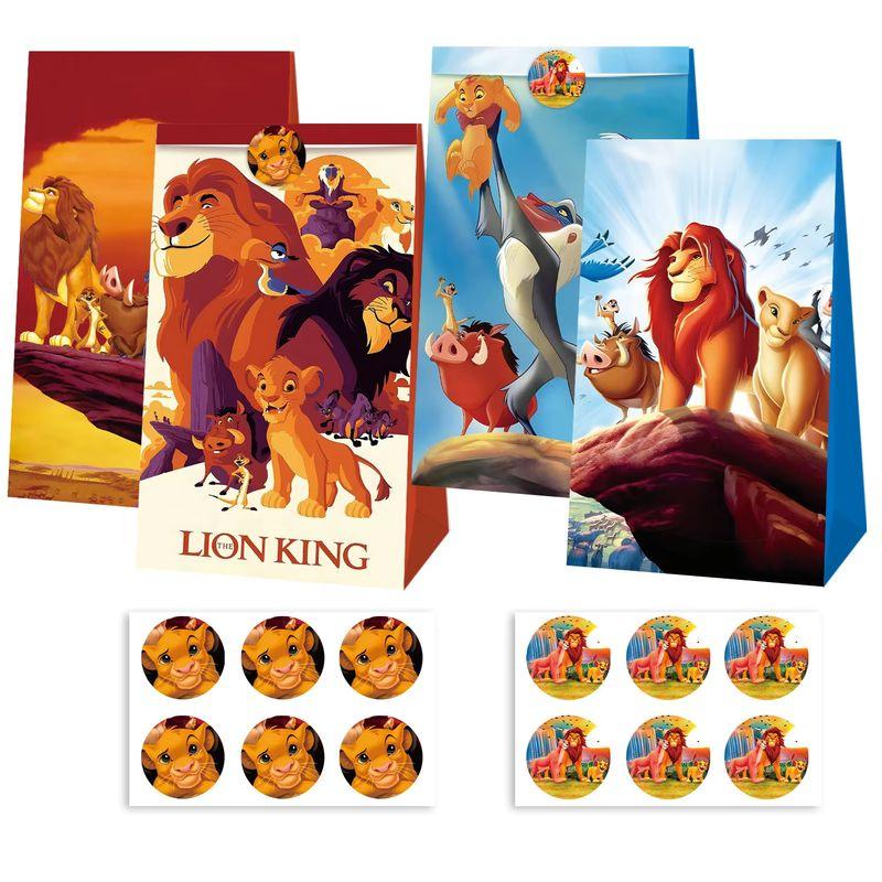 Hot 12Pcs A Set Anime Peripheral The Lion King Simba Figures Candy Gift Bag Birthday Party Popcorn Festival Paper Bag Decoration