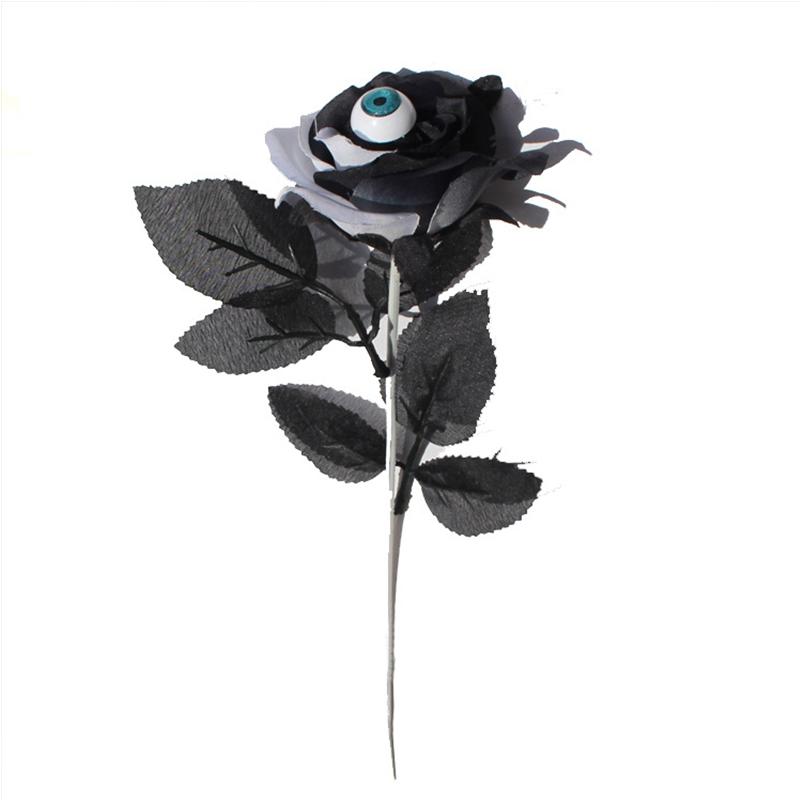 1/5 Stück Horror Künstliche Blume mit Augapfel Schwarze Kunstblume Rose Halloween Cosplay Zubehör Kostüm Heimparty Deko Geschenk