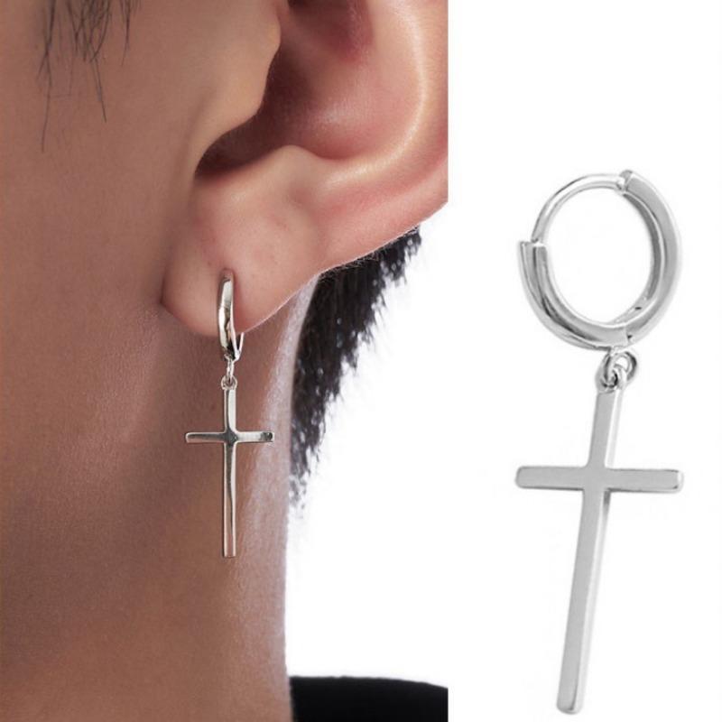 Hip Hop Punk Cross Stud Earrings Personality Trendy Jewelry For Men And Women