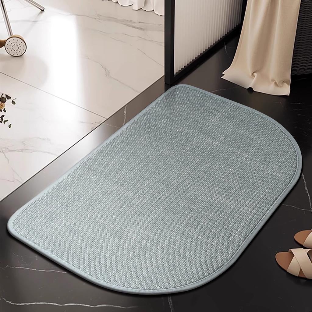 Linen Rectangular Circular Bath Mat Absorbent Bathroom Rug Non Slip Floor Mat Entrance Doormat for Bedroom Living Room 60x90cm